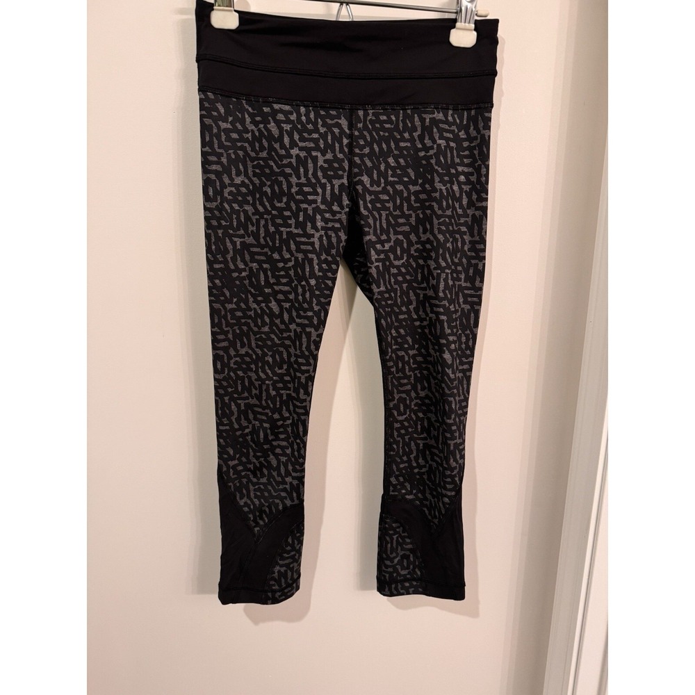 lululemon Run: Inspire Crop II Pocket Size 4 Heathered‎ Black & Net Pop